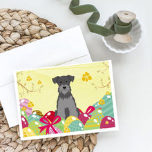 Load image into Gallery viewer, Easter Eggs Miniature Schnauzer Black Silver Greeting Cards -  Blank Note Cards – 8-Pack of Artist-Designed Cards with Envelopes