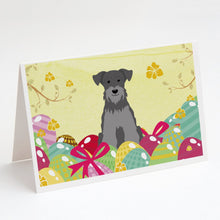 Load image into Gallery viewer, Easter Eggs Miniature Schnauzer Black Silver Greeting Cards -  Blank Note Cards – 8-Pack of Artist-Designed Cards with Envelopes