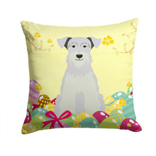 Load image into Gallery viewer, Easter Eggs Miniature Schanuzer White Throw Pillow - 14x14 Decorative Pillow – Art for Your Home &amp; Patio BB6053PW1414