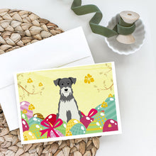 Load image into Gallery viewer, Easter Eggs Miniature Schnauzer Salt and Pepper Greeting Cards -  Blank Note Cards – 8-Pack of Artist-Designed Cards with Envelopes