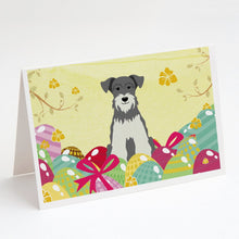 Load image into Gallery viewer, Easter Eggs Miniature Schnauzer Salt and Pepper Greeting Cards -  Blank Note Cards – 8-Pack of Artist-Designed Cards with Envelopes