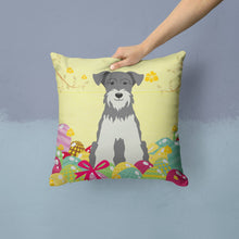 Load image into Gallery viewer, Easter Eggs Miniature Schanuzer Salt and Pepper Throw Pillow - 14x14 Decorative Pillow – Art for Your Home &amp; Patio BB6054PW1414