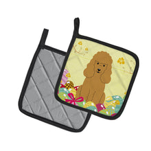 Load image into Gallery viewer, Easter Eggs Poodle Tan Pot Holders - Set of 2 - Heat-Resistant Kitchen Essentials BB6069PTHD