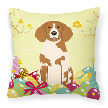 Load image into Gallery viewer, Easter Eggs Brittany Spaniel Fabric Decorative Pillow BB6072PW1818