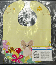 Load image into Gallery viewer, Easter Eggs Papillon Sable White Baby Bib BB6077BIB