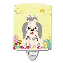 Load image into Gallery viewer, Easter Eggs Shih Tzu Silver White Ceramic Night Light BB6085CNL