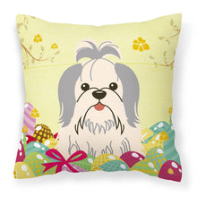Load image into Gallery viewer, Easter Eggs Shih Tzu Silver White Fabric Decorative Pillow BB6085PW1818