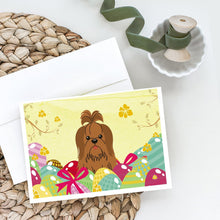 Load image into Gallery viewer, Easter Eggs Shih Tzu Silver Chocolate Greeting Cards -  Blank Note Cards – 8-Pack of Artist-Designed Cards with Envelopes
