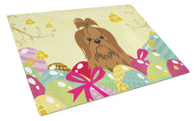 Load image into Gallery viewer, Easter Eggs Shih Tzu Silver Chocolate Glass Cutting Boards – Durable, Decorative Kitchen Art Large BB6086LCB