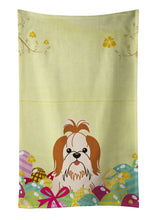 Load image into Gallery viewer, Easter Eggs Shih Tzu Red White Kitchen Towel – Artistic Dish Towel for Everyday Use BB6087KTWL