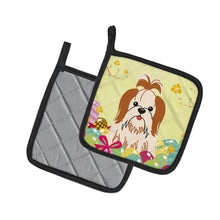 Load image into Gallery viewer, Easter Eggs Shih Tzu Red White Pot Holders - Set of 2 - Heat-Resistant Kitchen Essentials BB6087PTHD