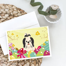 Load image into Gallery viewer, Easter Eggs Shih Tzu Black White Greeting Cards -  Blank Note Cards – 8-Pack of Artist-Designed Cards with Envelopes