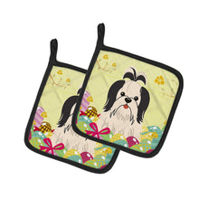 Load image into Gallery viewer, Easter Eggs Shih Tzu Black White Pot Holders - Set of 2 - Heat-Resistant Kitchen Essentials BB6088PTHD