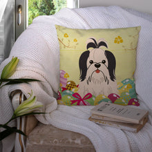 Load image into Gallery viewer, Easter Eggs Shih Tzu Black White Throw Pillow - 14x14 Decorative Pillow – Art for Your Home &amp; Patio BB6088PW1414
