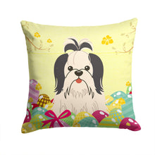 Load image into Gallery viewer, Easter Eggs Shih Tzu Black White Throw Pillow - 14x14 Decorative Pillow – Art for Your Home &amp; Patio BB6088PW1414