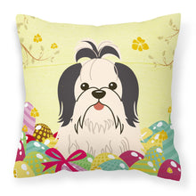 Load image into Gallery viewer, Easter Eggs Shih Tzu Black White Fabric Decorative Pillow BB6088PW1818