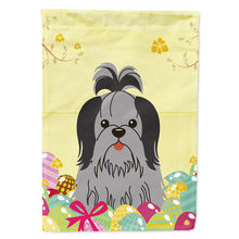 Load image into Gallery viewer, Easter Eggs Shih Tzu Black Silver Flag Canvas House Size BB6089CHF