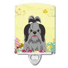 Load image into Gallery viewer, Easter Eggs Shih Tzu Black Silver Ceramic Night Light BB6089CNL
