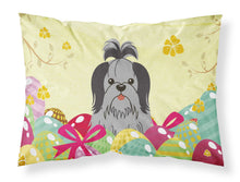 Load image into Gallery viewer, Easter Eggs Shih Tzu Black Silver Fabric Standard Pillowcase – Artistic Decorative Front, White Back BB6089PILLOWCASE