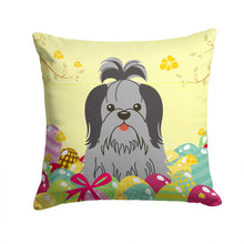 Load image into Gallery viewer, Easter Eggs Shih Tzu Black Silver Throw Pillow - 14x14 Decorative Pillow – Art for Your Home &amp; Patio BB6089PW1414