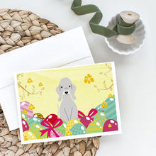 Load image into Gallery viewer, Easter Eggs Bedlington Terrier Blue Greeting Cards -  Blank Note Cards – 8-Pack of Artist-Designed Cards with Envelopes