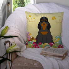 Load image into Gallery viewer, Easter Eggs Cocker Spaniel Black Tan Throw Pillow - 14x14 Decorative Pillow – Art for Your Home &amp; Patio BB6093PW1414