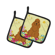Load image into Gallery viewer, Easter Eggs Cocker Spaniel Red Pot Holders - Set of 2 - Heat-Resistant Kitchen Essentials BB6095PTHD
