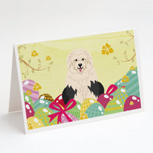 Load image into Gallery viewer, Easter Eggs Old English Sheepdog Greeting Cards -  Blank Note Cards – 8-Pack of Artist-Designed Cards with Envelopes