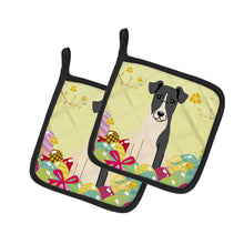 Load image into Gallery viewer, Easter Eggs Smooth Fox Terrier Pot Holders - Set of 2 - Heat-Resistant Kitchen Essentials BB6098PTHD