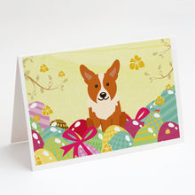 Load image into Gallery viewer, Easter Eggs Corgi Greeting Cards -  Blank Note Cards – 8-Pack of Artist-Designed Cards with Envelopes