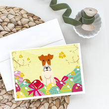 Load image into Gallery viewer, Easter Eggs Wire Fox Terrier Greeting Cards -  Blank Note Cards – 8-Pack of Artist-Designed Cards with Envelopes