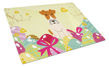 Load image into Gallery viewer, Easter Eggs Wire Fox Terrier Glass Cutting Boards – Durable, Decorative Kitchen Art Large BB6101LCB