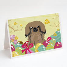 Load image into Gallery viewer, Easter Eggs Pekingese Tan Greeting Cards -  Blank Note Cards – 8-Pack of Artist-Designed Cards with Envelopes