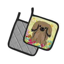 Load image into Gallery viewer, Easter Eggs Pekingnese Tan Pot Holders - Set of 2 - Heat-Resistant Kitchen Essentials BB6102PTHD