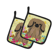 Load image into Gallery viewer, Easter Eggs Pekingnese Tan Pot Holders - Set of 2 - Heat-Resistant Kitchen Essentials BB6102PTHD
