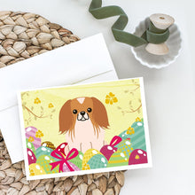 Load image into Gallery viewer, Easter Eggs Pekingese Red White Greeting Cards -  Blank Note Cards – 8-Pack of Artist-Designed Cards with Envelopes