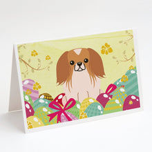 Load image into Gallery viewer, Easter Eggs Pekingese Red White Greeting Cards -  Blank Note Cards – 8-Pack of Artist-Designed Cards with Envelopes