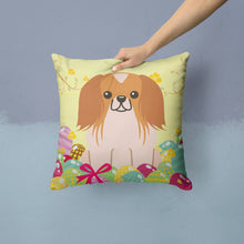 Load image into Gallery viewer, Easter Eggs Pekingnese Red White Throw Pillow - 14x14 Decorative Pillow – Art for Your Home &amp; Patio BB6103PW1414