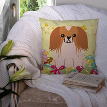 Load image into Gallery viewer, Easter Eggs Pekingnese Red White Throw Pillow - 14x14 Decorative Pillow – Art for Your Home &amp; Patio BB6103PW1414
