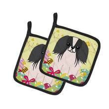 Load image into Gallery viewer, Easter Eggs Pekingnese Black White Pot Holders - Set of 2 - Heat-Resistant Kitchen Essentials BB6105PTHD