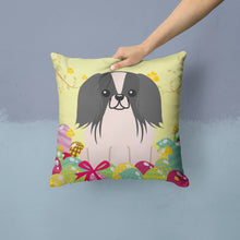 Load image into Gallery viewer, Easter Eggs Pekingnese Black White Throw Pillow - 14x14 Decorative Pillow – Art for Your Home &amp; Patio BB6105PW1414