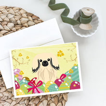 Load image into Gallery viewer, Easter Eggs Pekingese Cream Greeting Cards -  Blank Note Cards – 8-Pack of Artist-Designed Cards with Envelopes