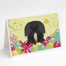 Load image into Gallery viewer, Easter Eggs Pekingese Black Greeting Cards -  Blank Note Cards – 8-Pack of Artist-Designed Cards with Envelopes