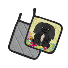 Load image into Gallery viewer, Easter Eggs Pekingnese Black Pot Holders - Set of 2 - Heat-Resistant Kitchen Essentials BB6107PTHD