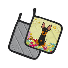Load image into Gallery viewer, Easter Eggs English Toy Terrier Pot Holders - Set of 2 - Heat-Resistant Kitchen Essentials BB6109PTHD