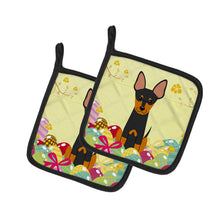 Load image into Gallery viewer, Easter Eggs English Toy Terrier Pot Holders - Set of 2 - Heat-Resistant Kitchen Essentials BB6109PTHD