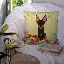 Load image into Gallery viewer, Easter Eggs English Toy Terrier Throw Pillow - 14x14 Decorative Pillow – Art for Your Home &amp; Patio BB6109PW1414