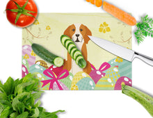 Load image into Gallery viewer, Easter Eggs English Foxhound Glass Cutting Boards – Durable, Decorative Kitchen Art Large BB6110LCB