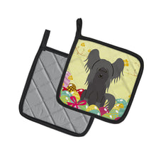 Load image into Gallery viewer, Easter Eggs Chinese Crested Black Pot Holders - Set of 2 - Heat-Resistant Kitchen Essentials BB6112PTHD