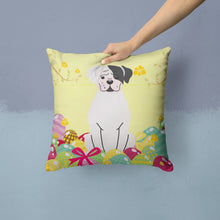 Load image into Gallery viewer, Easter Eggs White Boxer Cooper Throw Pillow - 14x14 Decorative Pillow – Art for Your Home &amp; Patio BB6114PW1414